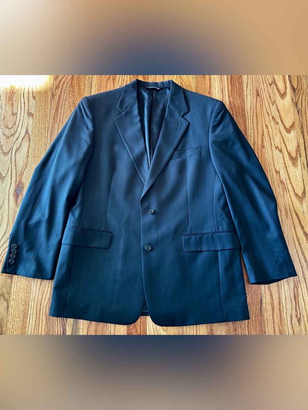 Burberry Black Pinstripe Two-Button Sport Coat